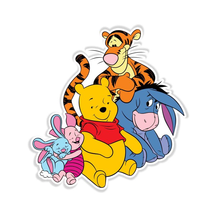 Winnie The Pooh - Friends -  Full Color Vinyl Sticker - Custom Size