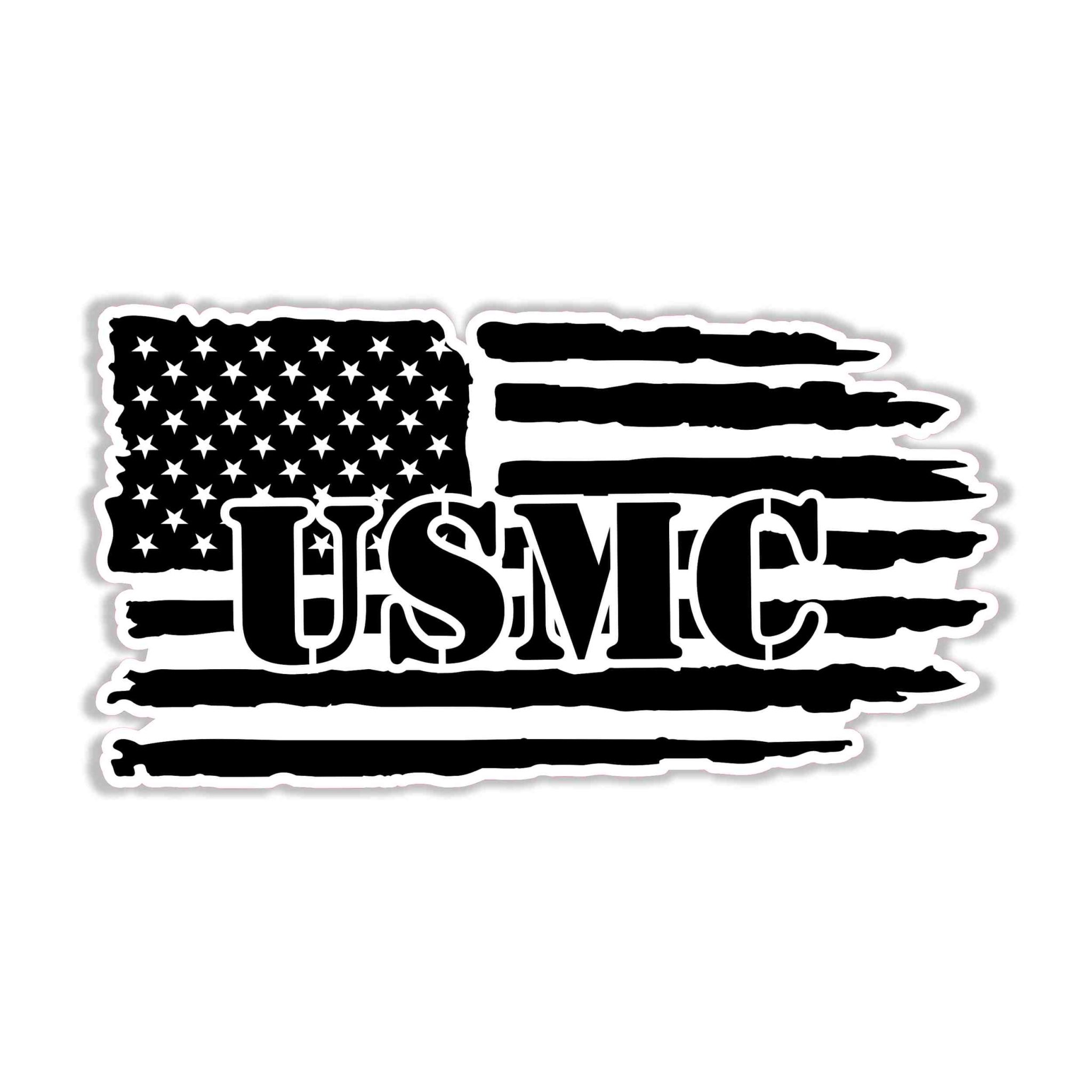 USMC American Flag Vinyl Decal – Custom Size – Sports Stickers USA