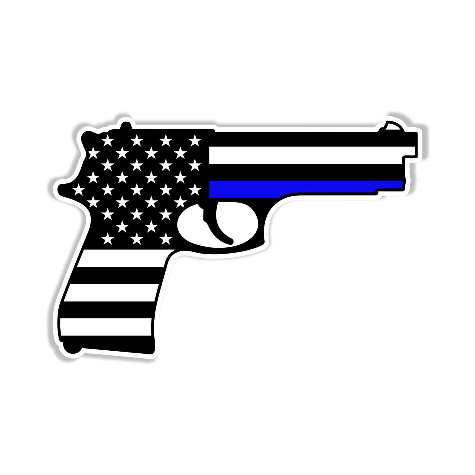 Blue Line American Flag Weapon Full Color Vinyl Decal custom size