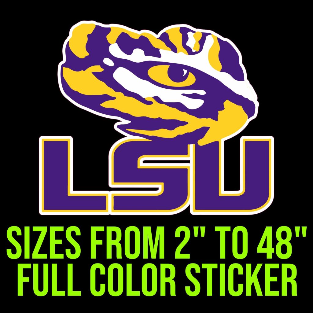 Lsu Tigers Full Color Vinyl Decal Custom Size Sports Stickers Usa