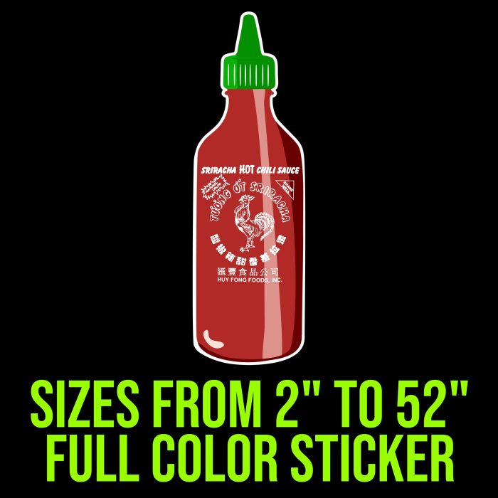 Sriracha Full Color Vinyl Decal Custom Size Sports Stickers USA