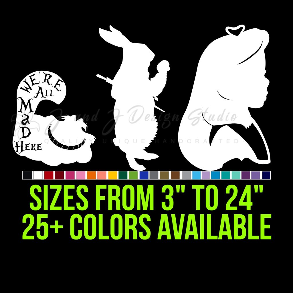 Alice In Wonderland Vinyl Decal Custom Size Sports Stickers USA