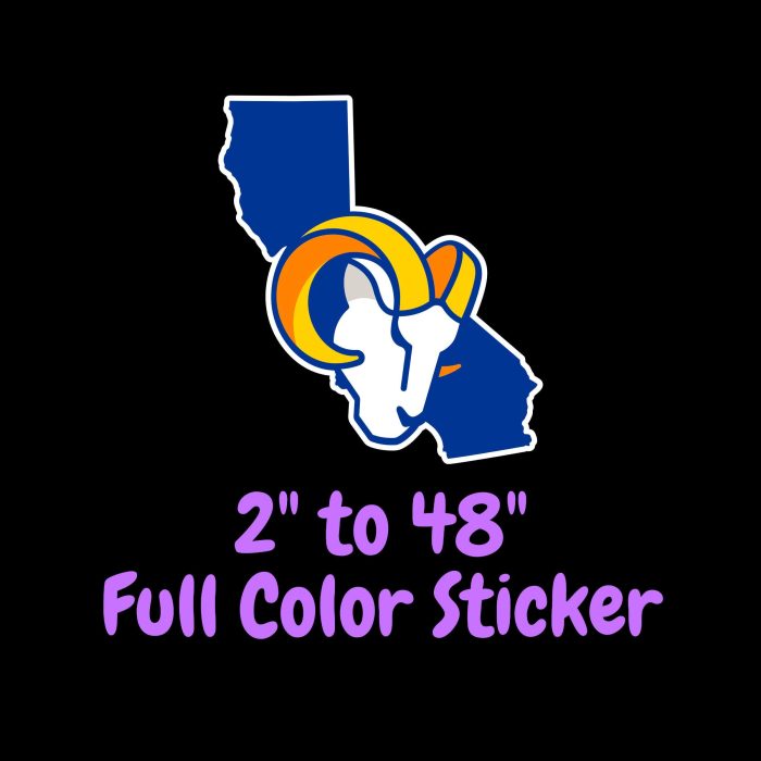 Los Angeles Rams Full Color Vinyl Sticker - Custom Size