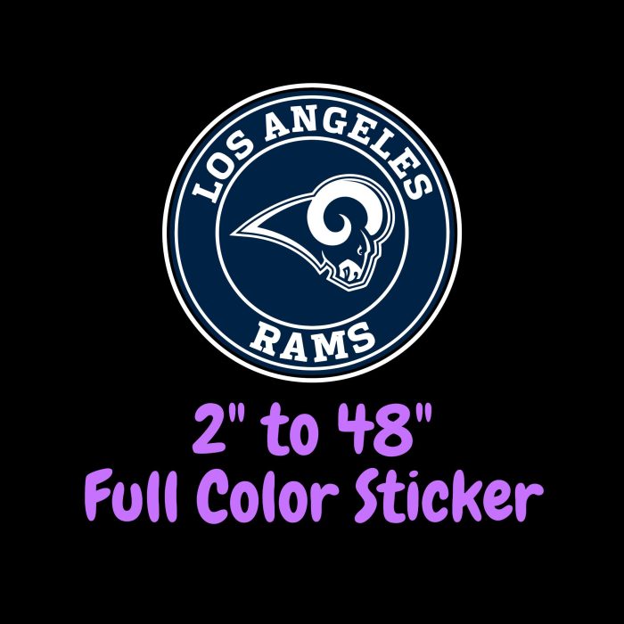 Los Angeles Rams Full Color Vinyl Sticker - Custom Size