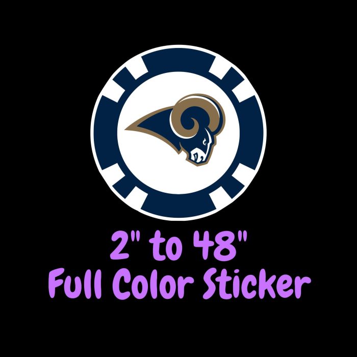 Los Angeles Rams Full Color Vinyl Sticker - Custom Size