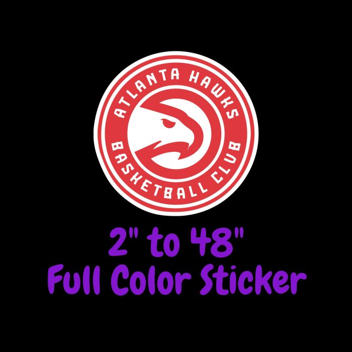 Atlanta Hawks - Red Circle Basketball Club - Full Color Vinyl Sticker - Custom Size