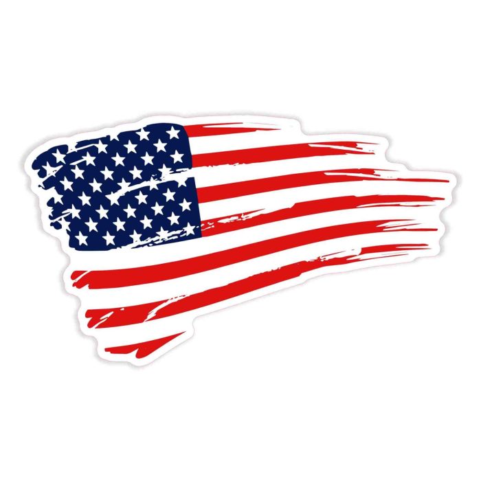 Distressed American Flag Full Color Vinyl Decal - Custom Size