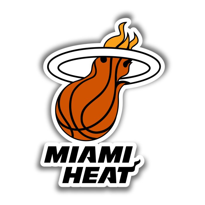 Miami Heat - Orange Basketball With Name - Iron On - Custom Size