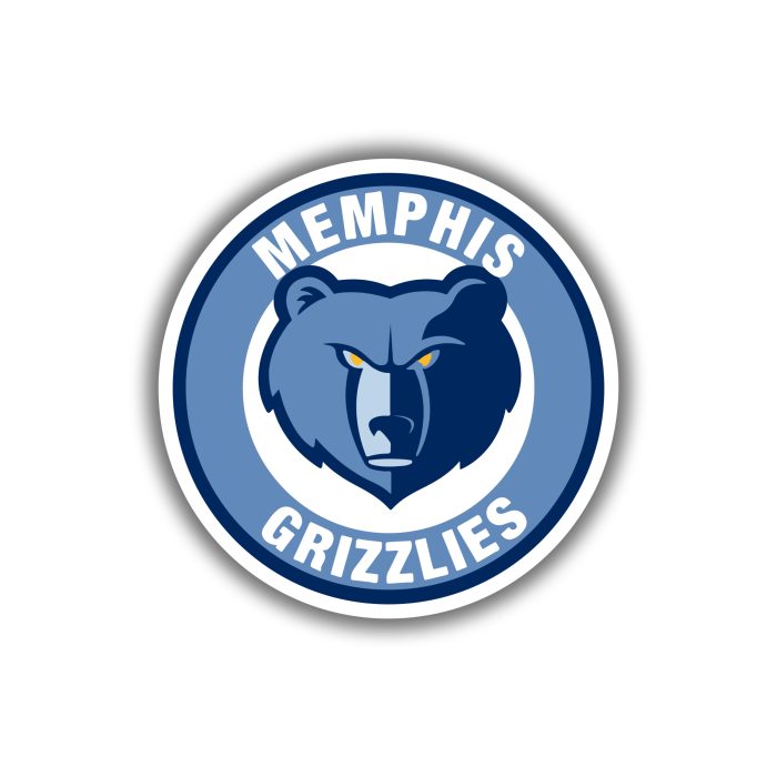 Memphis Grizzlies - Blue Circle With Grizzly Head - Iron On - Custom Size