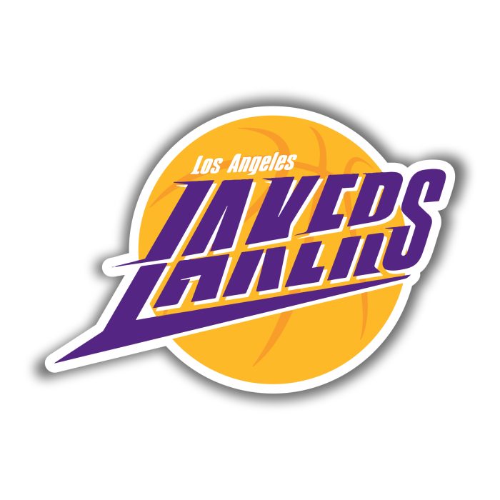 Los Angeles Lakers - Yellow Basketball With Purple And White Letters - Iron On - Custom Size