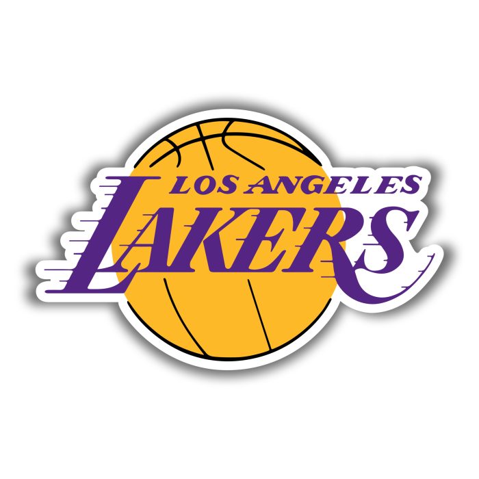 Los Angeles Lakers - Yellow Basketball With Purple Name - Iron On - Custom Size