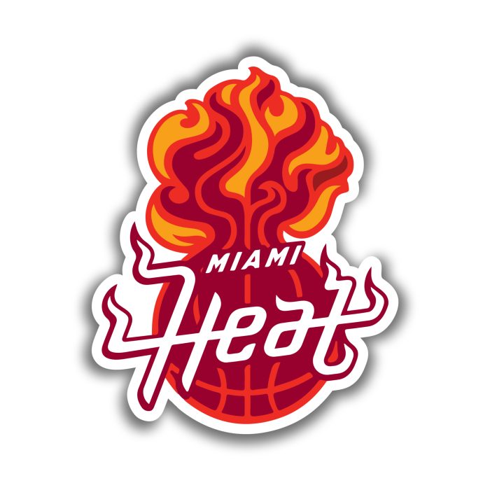 Miami Heat - Basketball With Flames And Name - Iron On - Custom Size