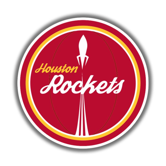 Houston Rockets - Red Circle With White Rocket and Name - Iron On - Custom Size