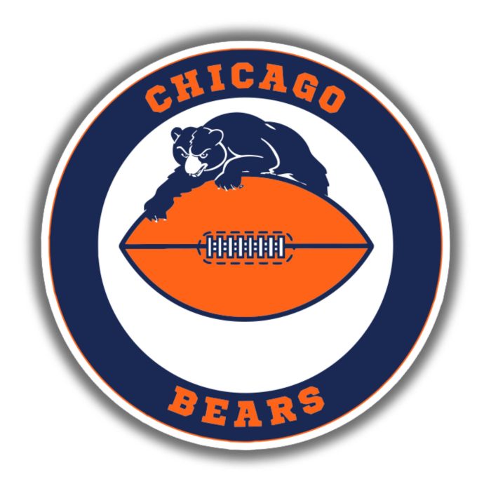 Chicago Bears - Circle Football with Bear- Iron On - Custom Size