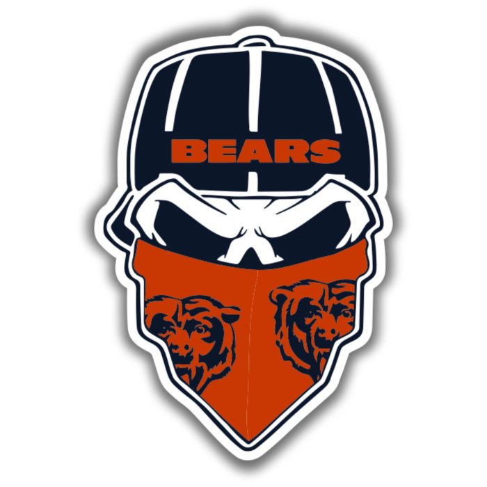 Chicago Bears - Skull With Cap - Iron On - Custom Size