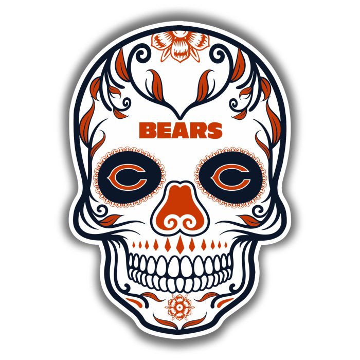 Chicago Bears - Sugar Skull - Iron On - Custom Size