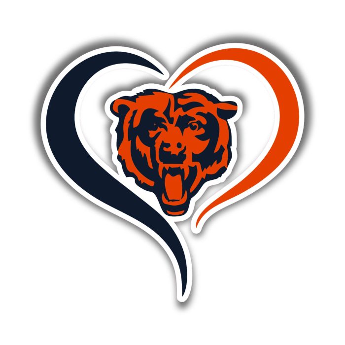 Chicago Bears - Head wit Heart - Iron On - Custom Size