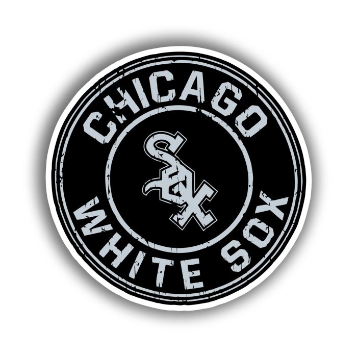 Chicago White Sox - Black and Gray Circle - Iron On - Custom Size