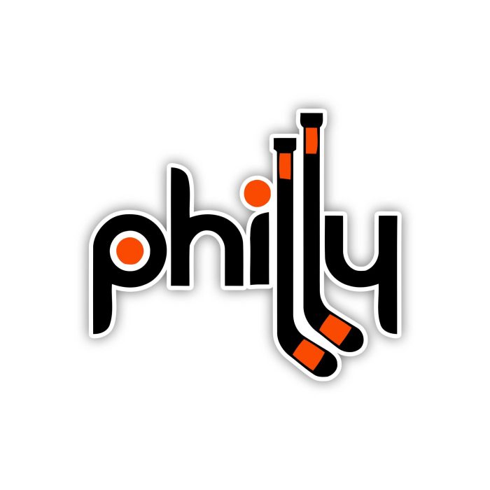 Philadelphia Flyers - Philly With Hockey Sticks - Iron On - Custom Size