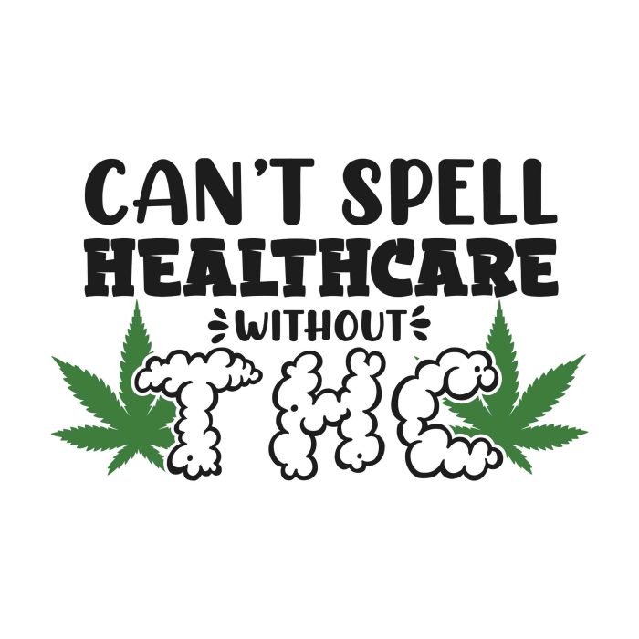 CAN'T SPELL HEALTHCARE WITHOUT THC - Iron On - Custom Size