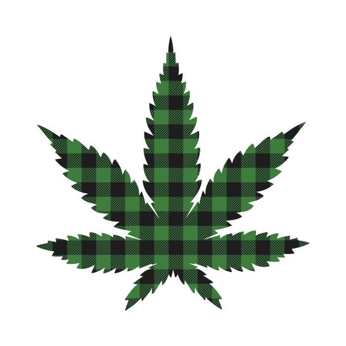 BUFFALO PLAID MARIJUANA LEAF - Iron On - Custom Size