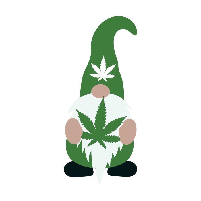 GNOME WITH MARIJUANA LEAF - Iron On - Custom Size