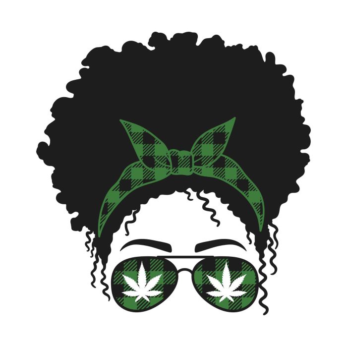 WOMAN WITH MARIJUANA SUNGLASSES - Iron On - Custom Size