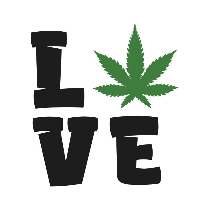 Love Marijuana - Iron On - Custom Size