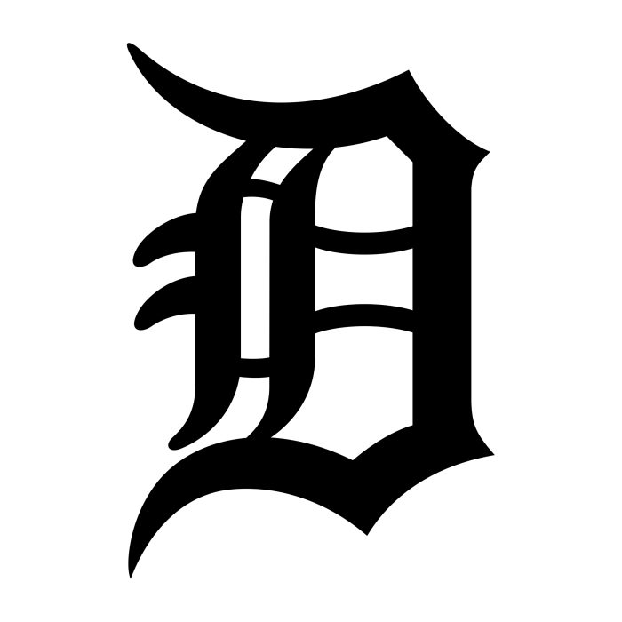 Detroit Tigers - Black D - Iron On - Custom Size