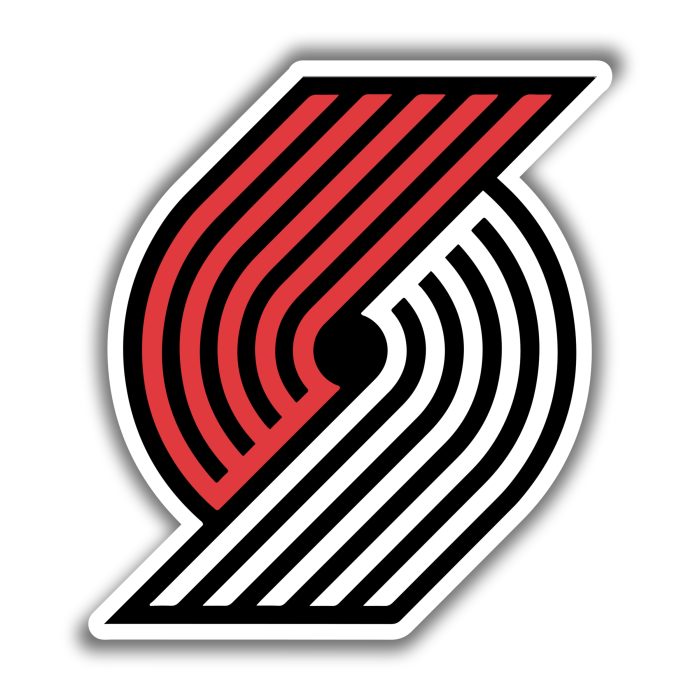 Portland Trail Blazers - Pinwheel With Red Up - Iron On - Custom Size