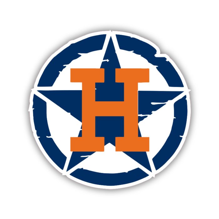 Houston Astros - Blue Circle and Star with Orange H - Iron On - Custom Size