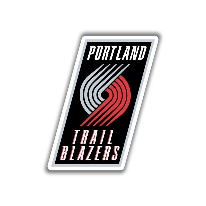 Portland Trail Blazers - Slanted Rectangle With Name And Pinwheel - Temporary Tattoo