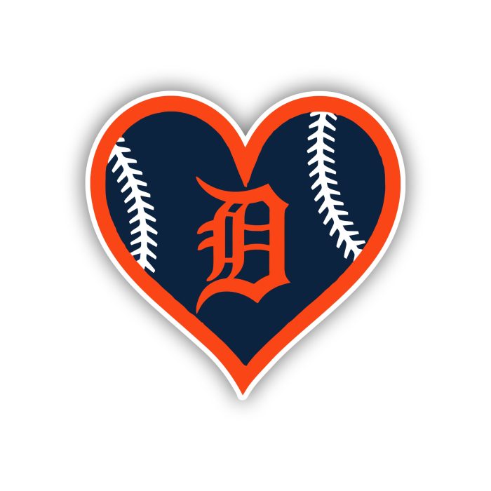 Detroit Tigers - Heart - Iron On - Custom Size