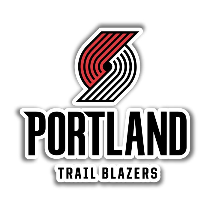 Portland Trail Blazers - Name With Pinwheel Above - Temporary Tattoo