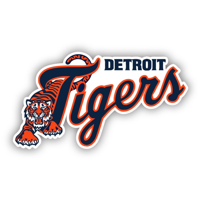 Detroit Tigers - Detroit Cursive Tigers with Tiger - Iron On - Custom Size