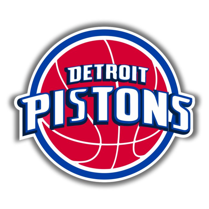 Detroit Pistons - Red Basketball With Blue And White Name - Iron On - Custom Size