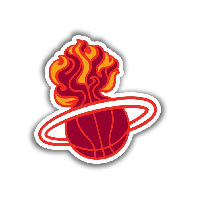 Miami Heat - Basketball With Flames And Halo - Iron On - Custom Size