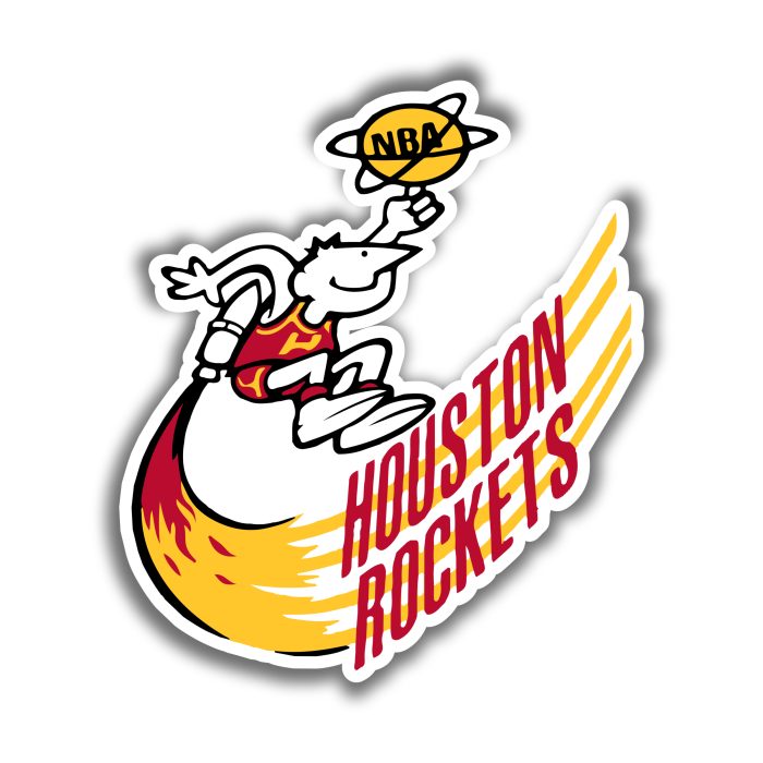 Houston Rockets - Guy With Yellow Basketball - Iron On - Custom Size