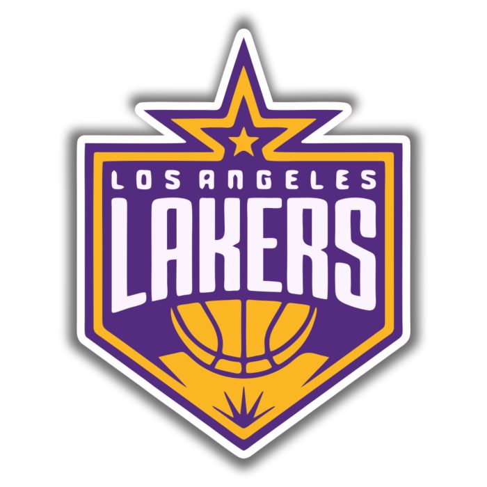 Los Angeles Lakers - Name With Star And Basketball - Iron On - Custom Size