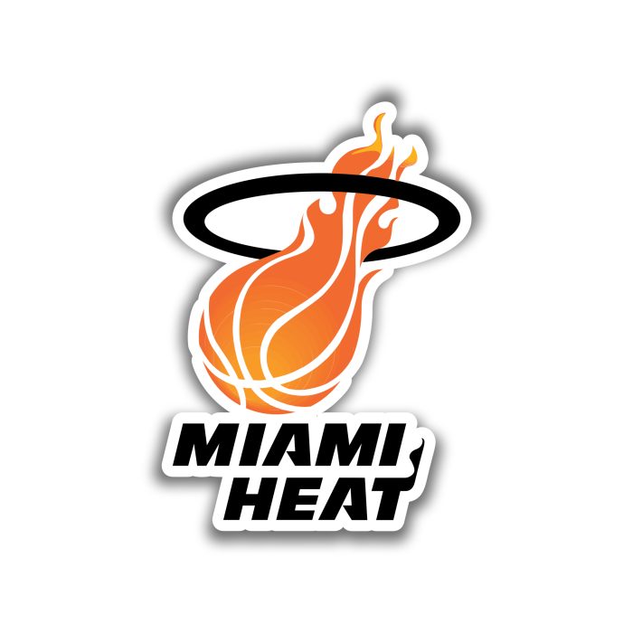 Miami Heat - Basketball With Black Halo And Name - Iron On - Custom Size