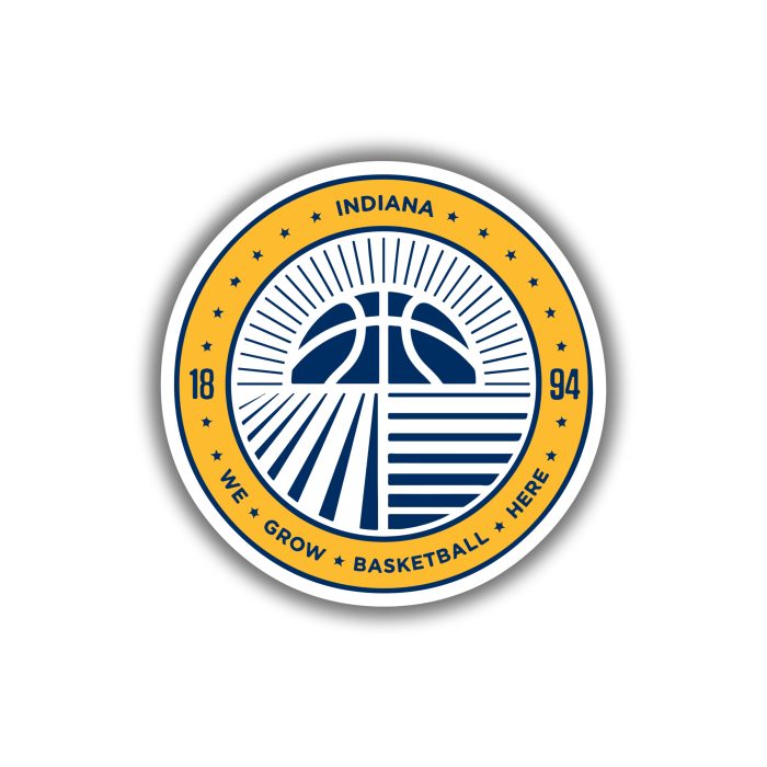 Indiana Pacers - Yellow Circle With Blue Basketball - Temporary Tattoo