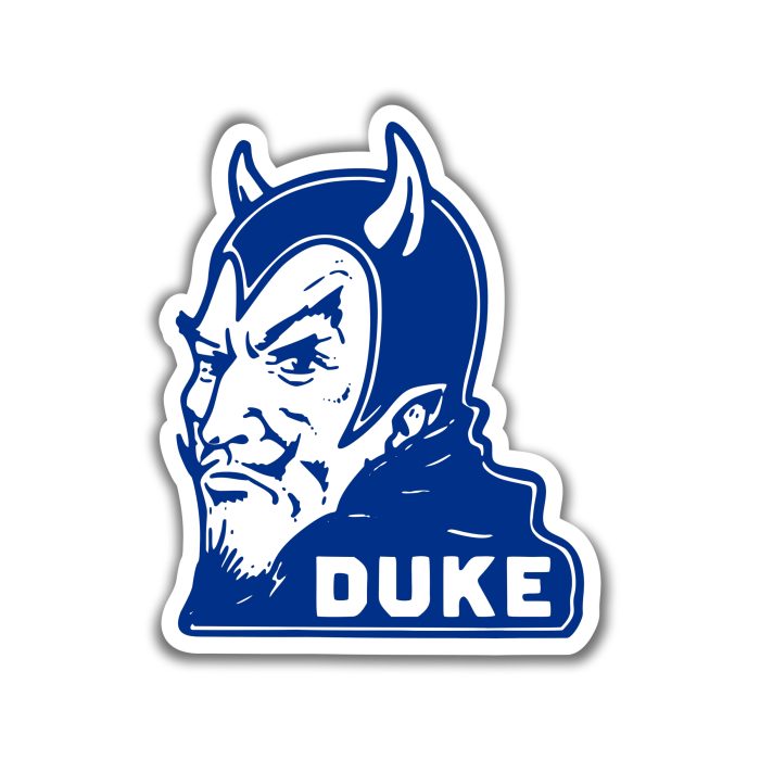 Duke Blue Devils - Devil with White Letters - Iron On - Custom Size