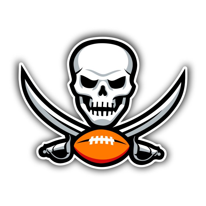 Tampa Bay Buccaneers - Skull Football - Iron On - Custom Size