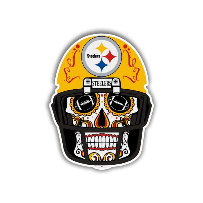 Pittsburgh Steelers - Skull With Helmet - Iron On - Custom Size