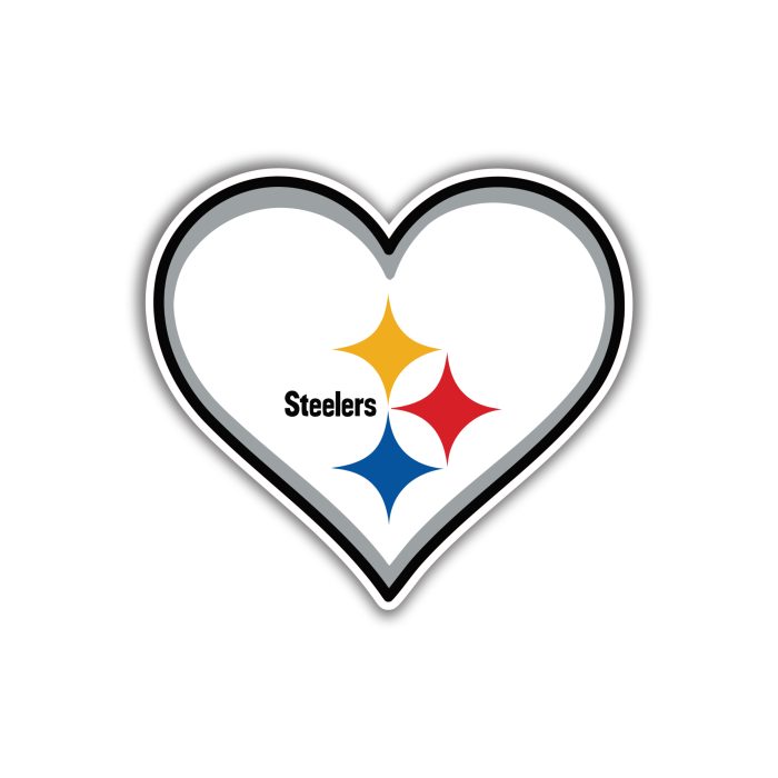 Pittsburgh Steelers - Gray Heart - Iron On - Custom Size