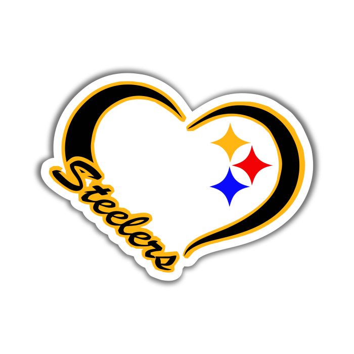 Pittsburgh Steelers - Yellow and Black Heart - Iron On - Custom Size