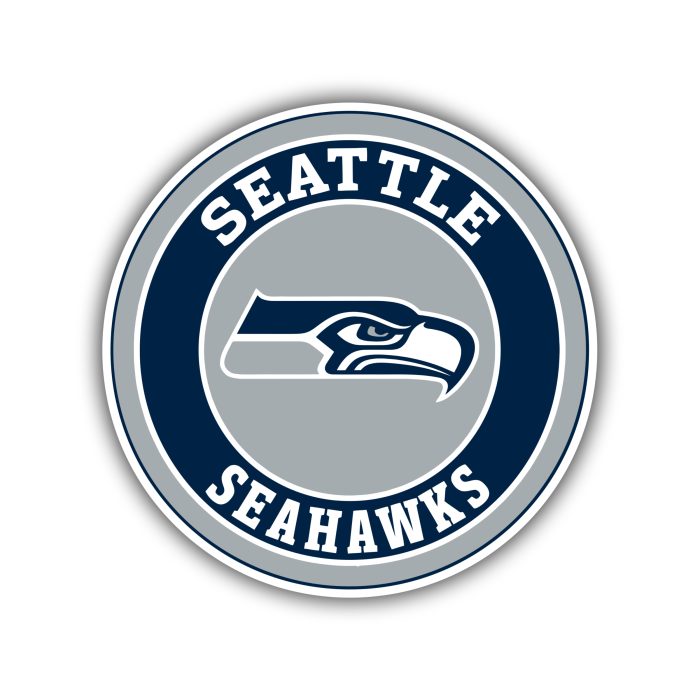 Seattle Seahawks - Gray and Blue Circle - Iron On - Custom Size