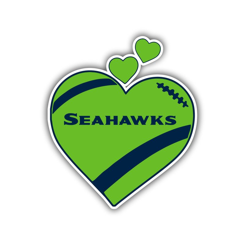 Seattle Seahawks - Green Heart - Iron On - Custom Size