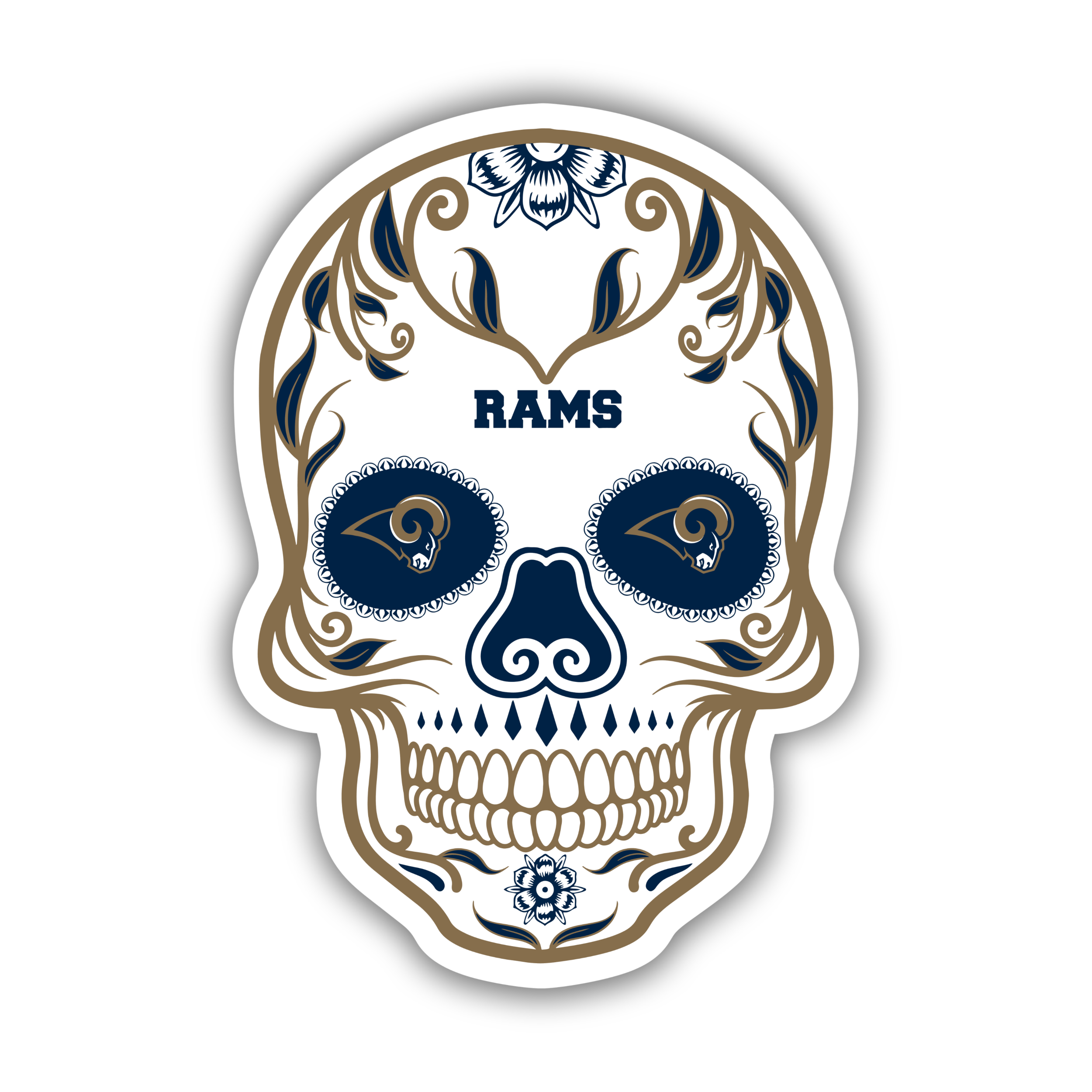 Los Angeles Rams - Sugar Skull - Iron On - Custom Size