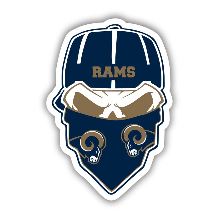 Los Angeles Rams - Skull with Blue Cap - Iron On - Custom Size